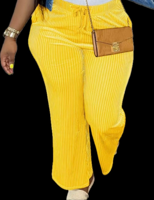 Earth Yellow Ribbed Drawstring Pants