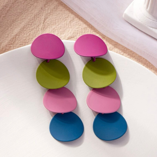 Color Round Drop Earrings