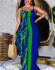 Royal Blue & Lime Green Maxi Dress