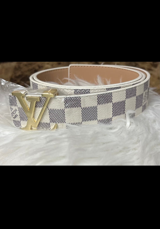 White Patterned Luxury Belt