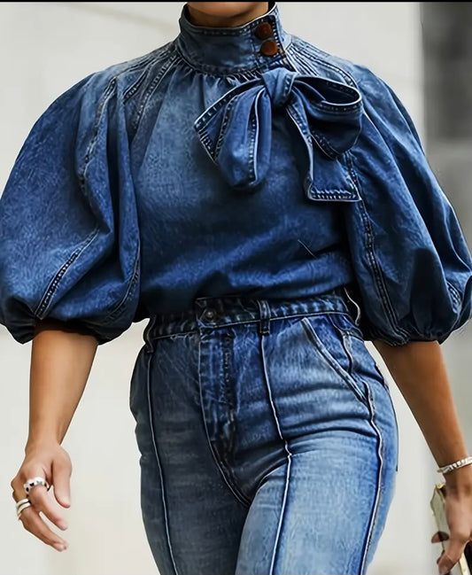 Bow Denim Shirt