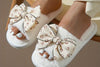 Brown Heart Bowknot Fluffy Slippers