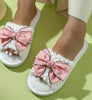 Pink Bowknot Fluffy Slippers