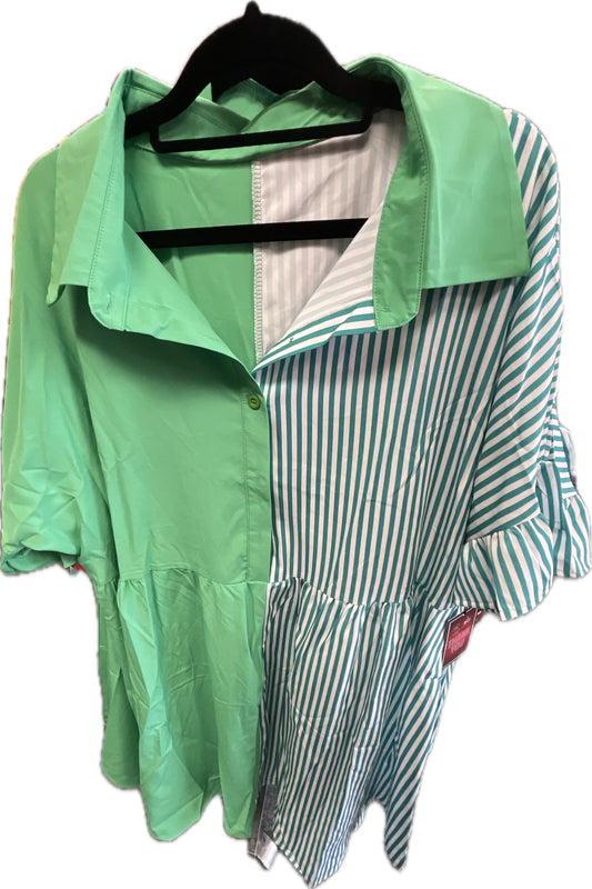 Green Striped Shirt Dress